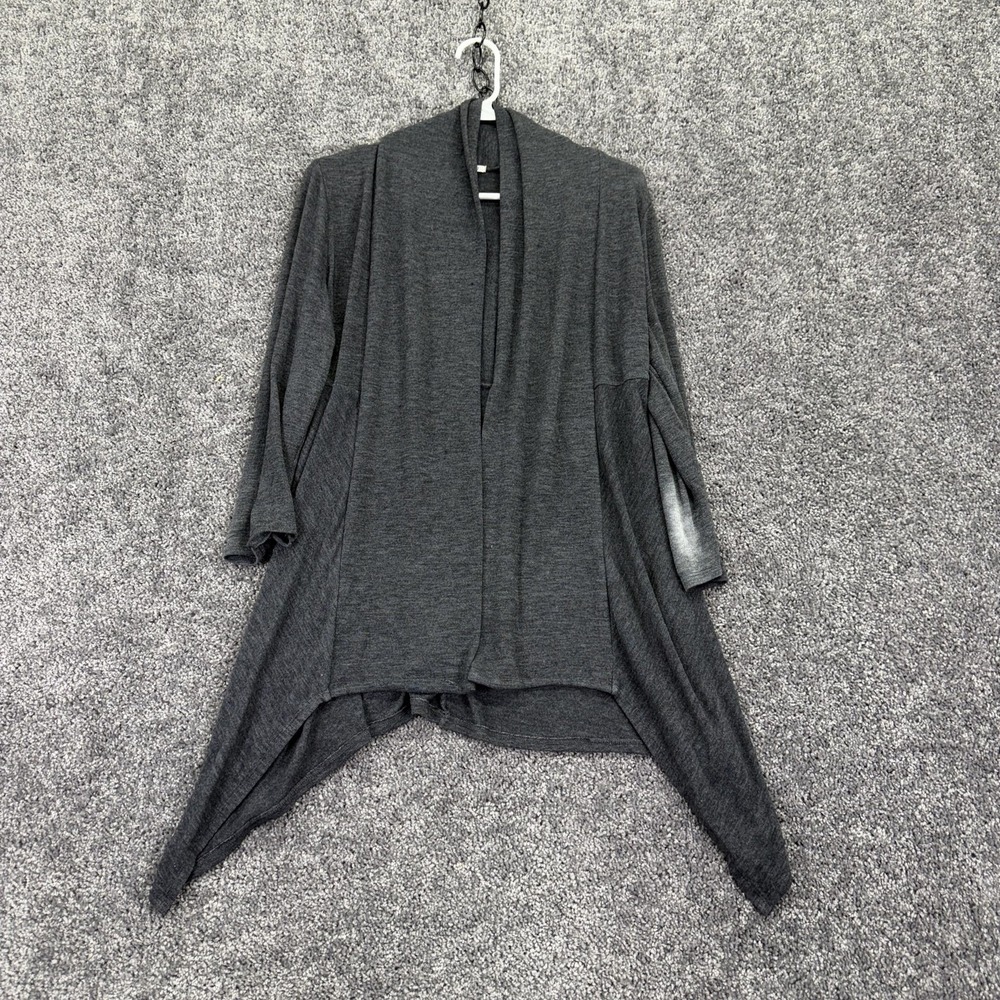 Studio Y Sweater Cardigan Womens Medium Gray Open Front Lightweight Knit